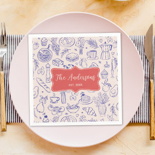 Personalized Family Name Cute Hand Drawn Food Napkin