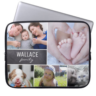 Personalized Family name family photo collage Laptop Sleeve