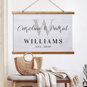Personalized Family Name Framed Fabric Sign Hanging Tapestry