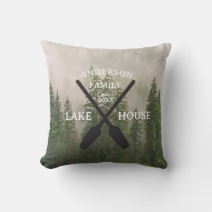 Personalized Family Name Lake House  Cushion