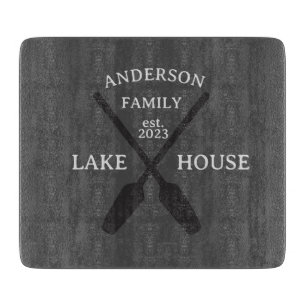 Personalized Family Name Lake House Cutting Board