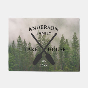Personalized Family Name Lake House  Doormat