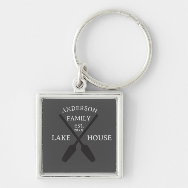 Personalized Family Name Lake House  Key Ring (Front)