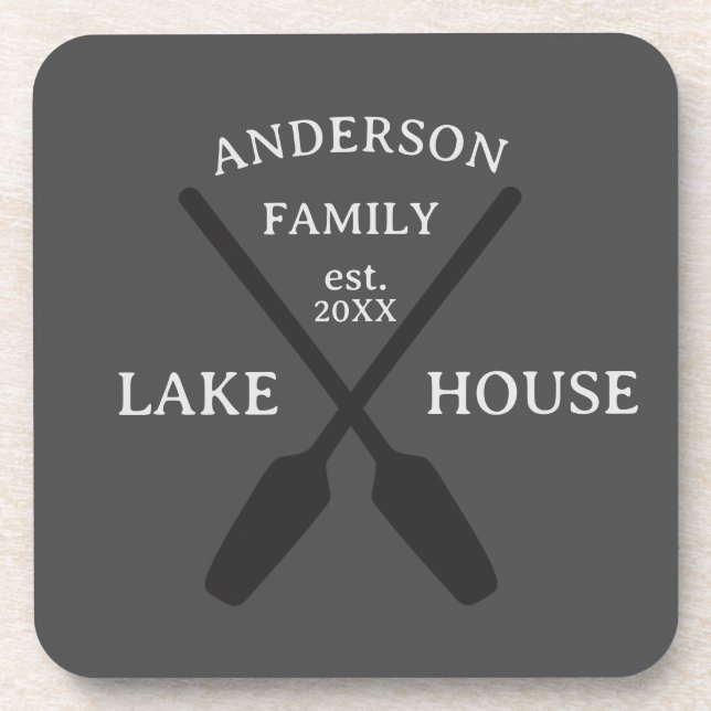 Personalized Family Name Lake House Welcome Coaster (Front)