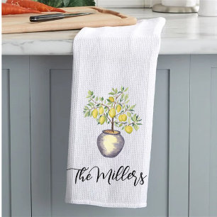 Personalized Family Name Lemon Topiary Tea Towel