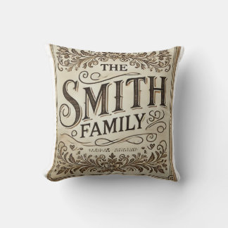 Personalized Family Name Throw Pillow – Minimal Ne