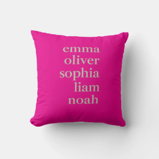 Personalized Family Names Minimal Throw Pillow | M