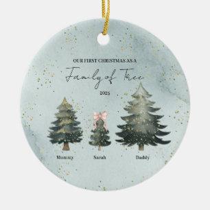 Personalized Family of Three Christmas Ornament
