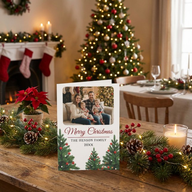 Personalized Family Photo Christmas Tree Holiday Card (Creator Uploaded)