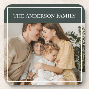 Personalized Family Photo Custom Family Name Coaster