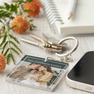 Personalized Family Photo Custom Family Name Key Ring