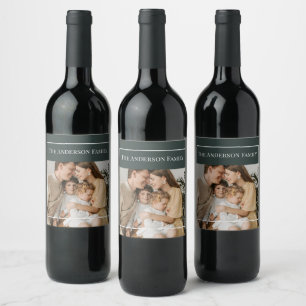Personalized Family Photo   Custom Family Name  Wine Label