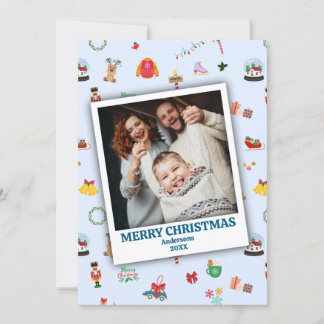Personalized family photo framed cute Christmas Holiday Card