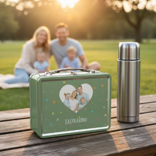 Personalized Family Photo Heart Stars Lunch Box
