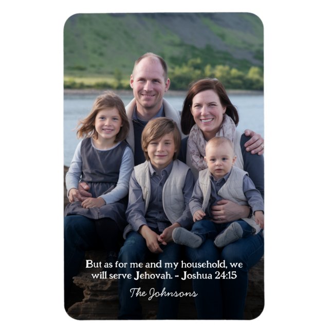 Personalized Family Photo Joshua 24:15  Magnet (Vertical)