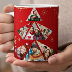 Personalized Family Photo Mug: Christmas Tree Large Coffee Mug