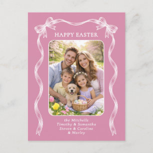Personalized Family Photo On Mauve Pink Easter Postcard