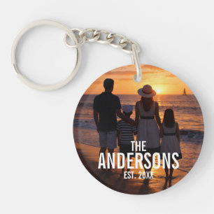 Personalized Family Photo with Family Name Key Ring