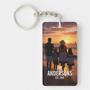 Personalized Family Photo with Family Name Key Ring