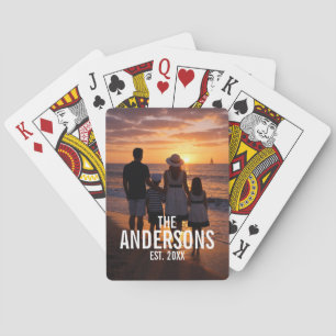 Personalized Family Photo with Family Name Playing Cards
