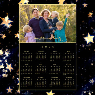 Personalized Family Photo Yearly 2026 Calendar Poster