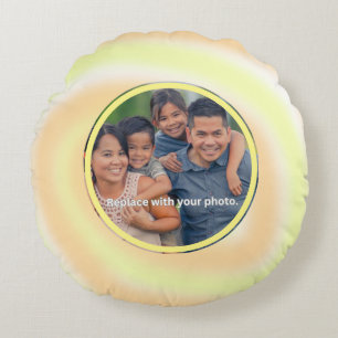 Personalized Family Photo Yellow Swirl Pillows