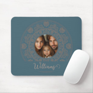 Personalized Family Portrait Gold Rococo Mandala Mouse Pad