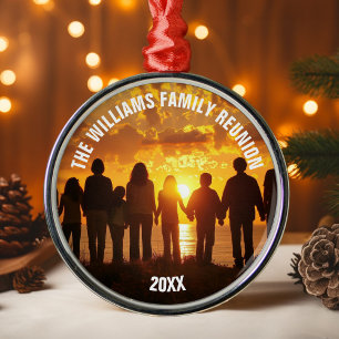 Personalized Family Reunion Photo 2025 Christmas Metal Ornament