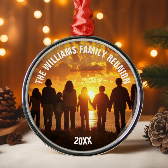 Personalized Family Reunion Photo 2025 Christmas Metal Ornament (Creator Uploaded)