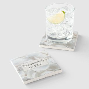 Personalized Family Sea Shell   Stone Coaster