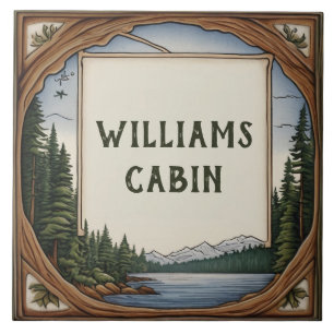 Personalized Family Surname Cabin Last Name Plaque Ceramic Tile