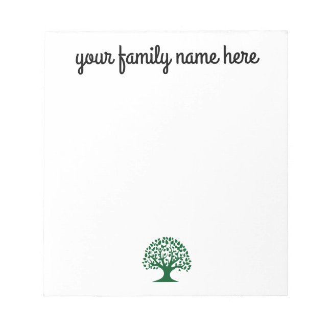 Personalized Family Tree Notepad (Front)