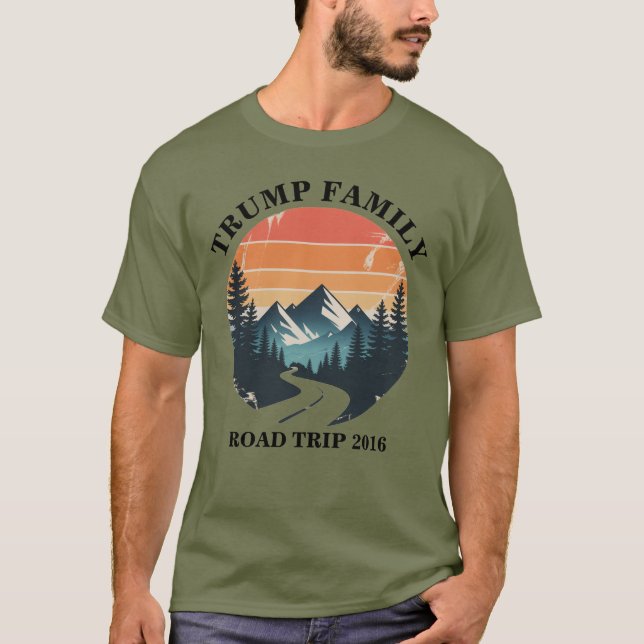 Personalized Family Trip Retro Mountain Sun T-Shirt (Front)