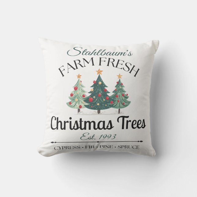 Personalized Farm Fresh Christmas Trees Cushion (Front)