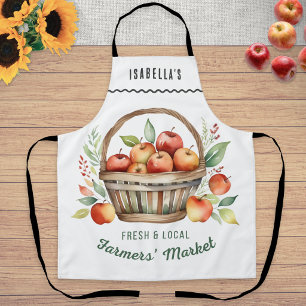 Personalized Farmers Market Rustic Apples Kitchen Apron