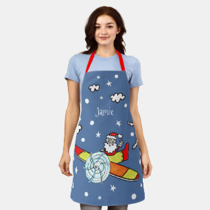 Personalized Father Christmas Santa Claus Airplane Apron