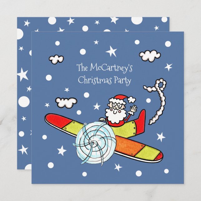 Personalized Father Christmas Santa Claus Airplane Invitation (Front/Back)