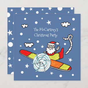 Personalized Father Christmas Santa Claus Airplane Invitation