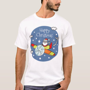 Personalized Father Christmas Santa Claus Airplane T-Shirt