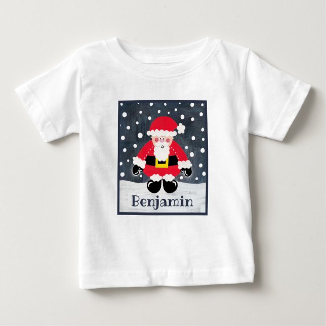 Personalized Father Christmas, Santa Claus Baby T-Shirt (Front)
