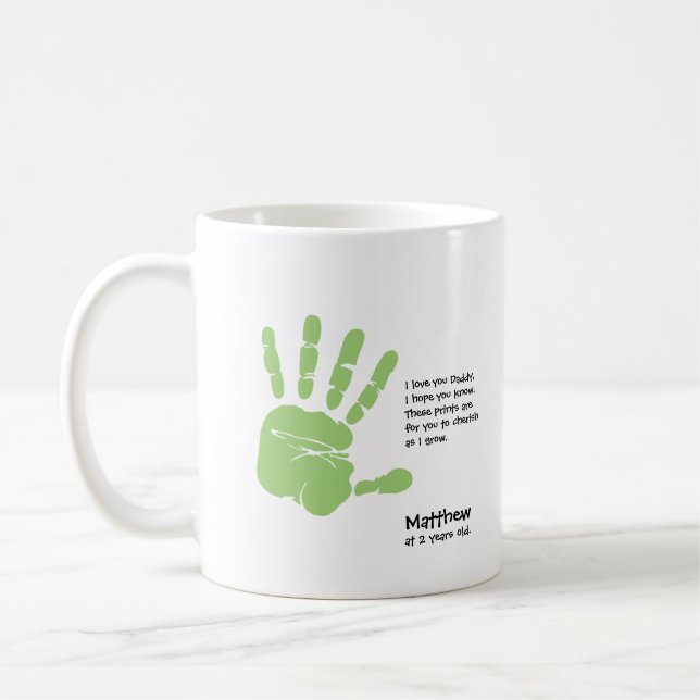 Personalized Father's Day handprint gift Coffee Mug (Left)
