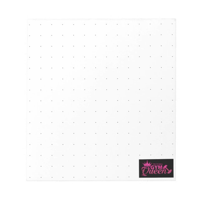 Personalized faux pink glitter Gym Queen dotted  Notepad (Front)