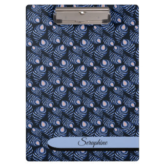 Personalized Feather Clipboard | Blue Pattern