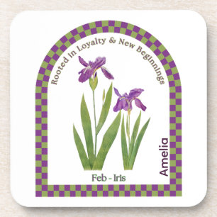 Personalized February Birth Month Flower Coaster