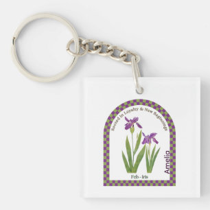 Personalized February Birth Month Flower  Key Ring