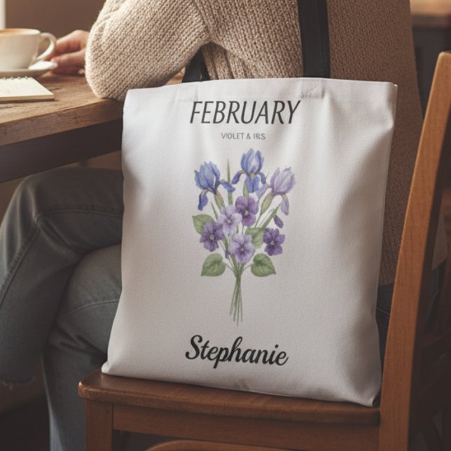 Personalized February Birth Month Flower Tote Bag (February birth month flower tote bag)