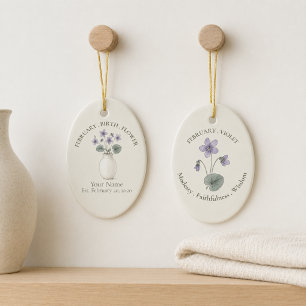 Personalized February Violet Birth Flower Ornament