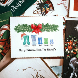 Personalized Festive Boots Family Christmas Card