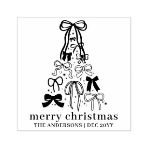 Personalized Festive Modern Family Christmas Rubber Stamp