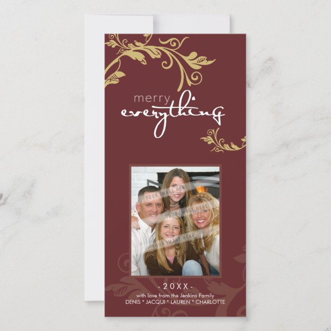 PERSONALIZED FESTIVE PHOTOCARD :: bold vine 2 Holiday Card (Front)